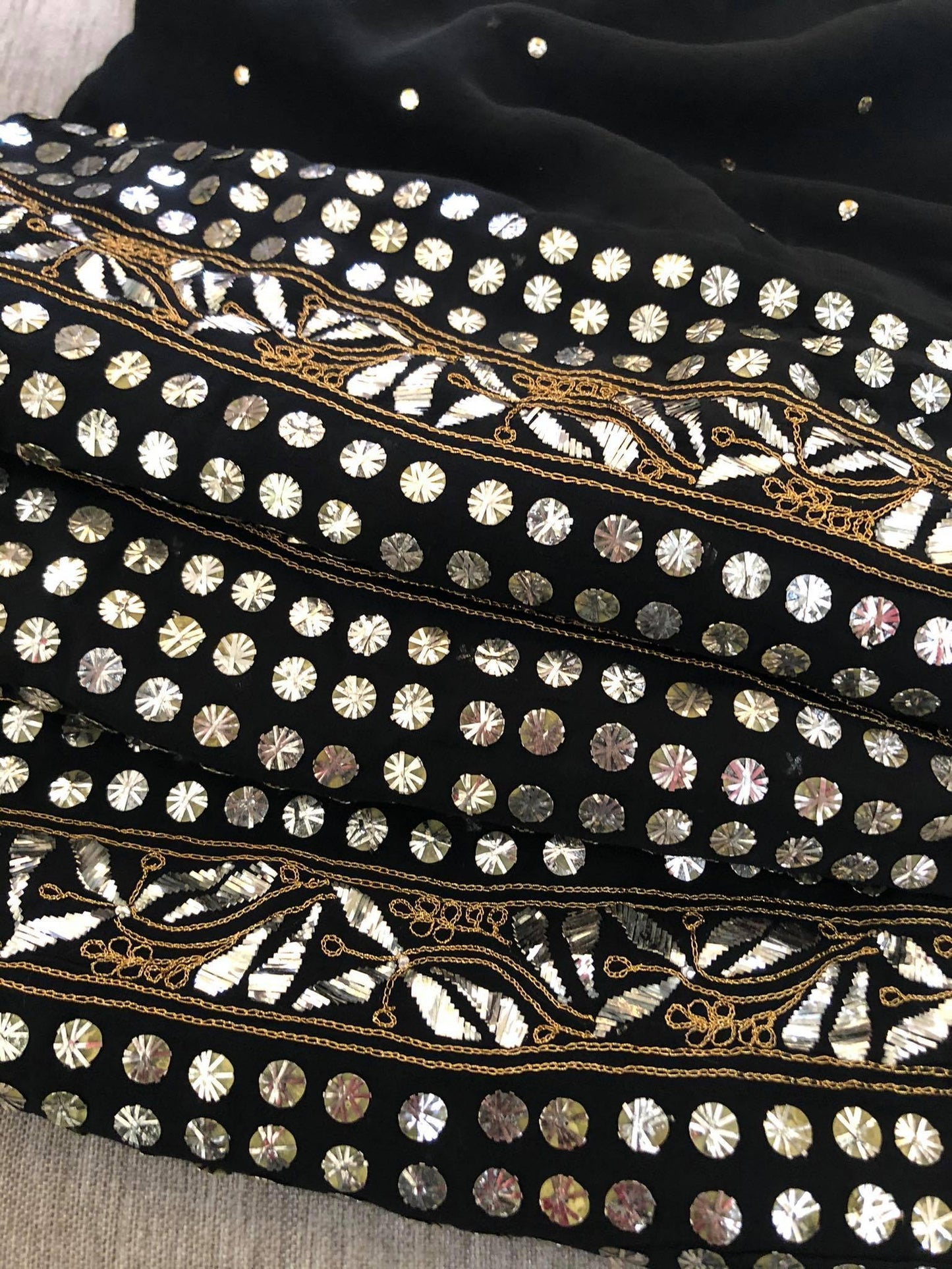 Black Pure Georgette Kamdani Suit - Dress365days