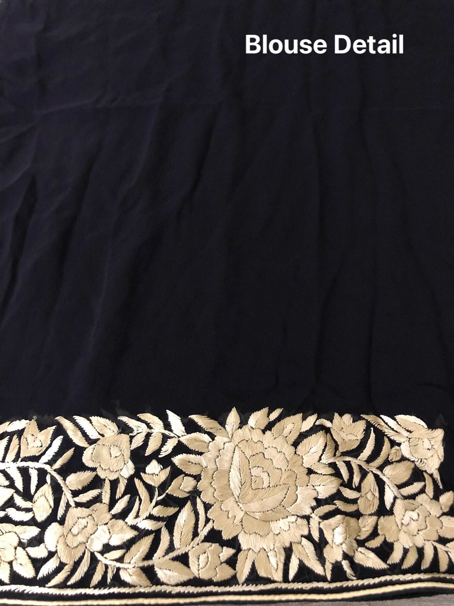 Exclusive Black & Ivory Hand Embroidered Parsi Gara Saree