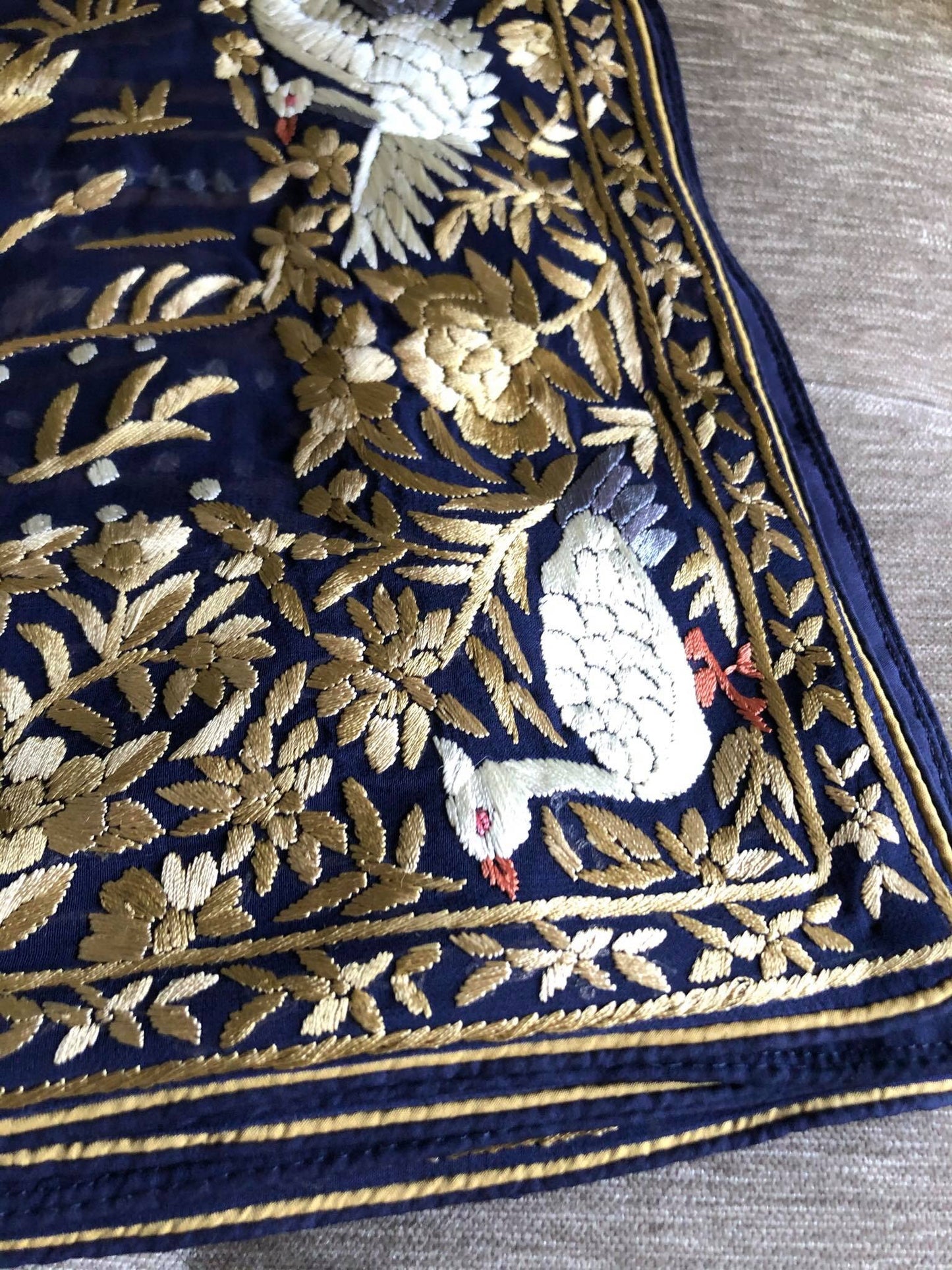 Pre Order Designer Black Parsi Gara Dupatta