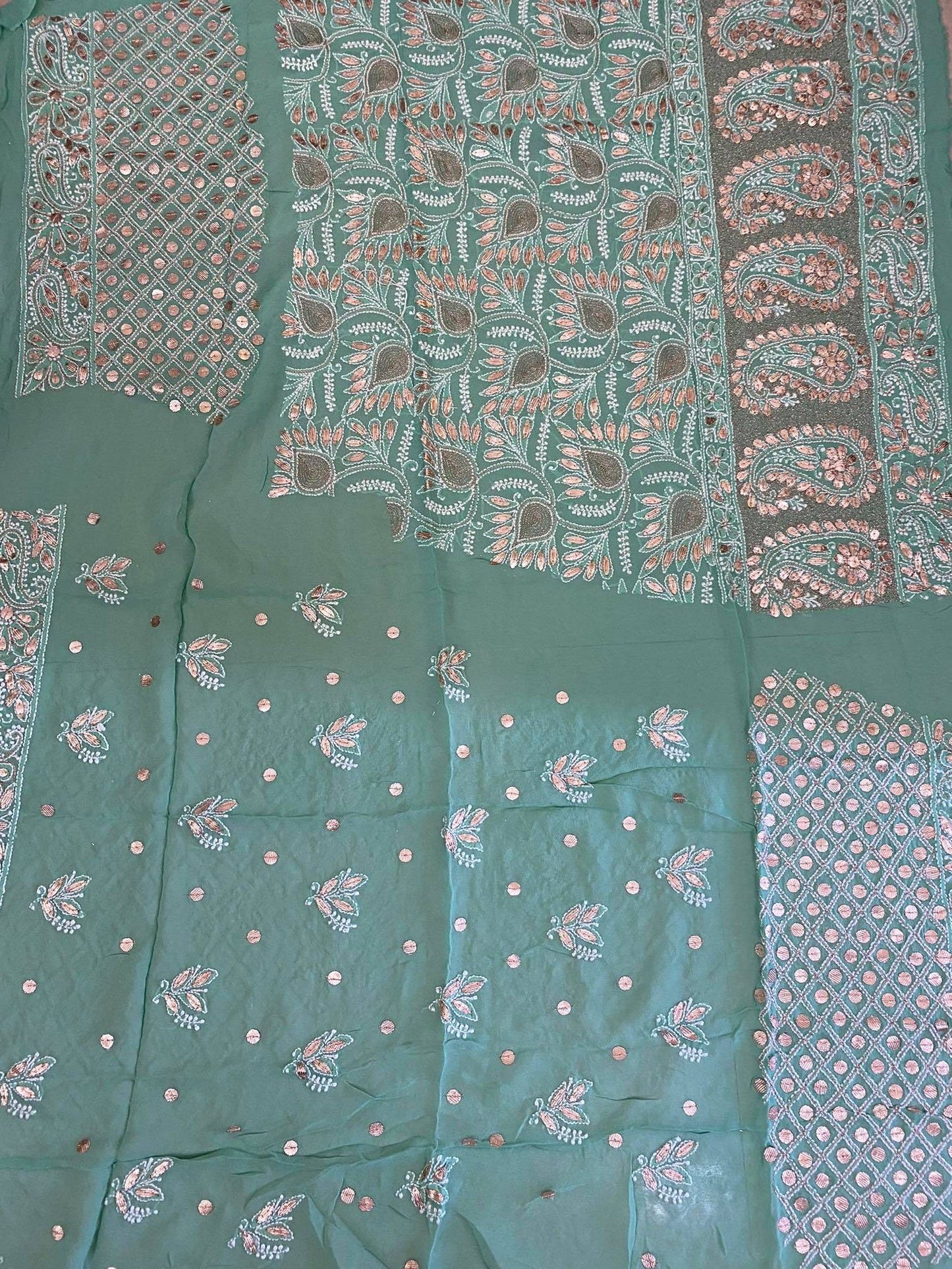 Green Chikankari Gota Patti Blouse Piece