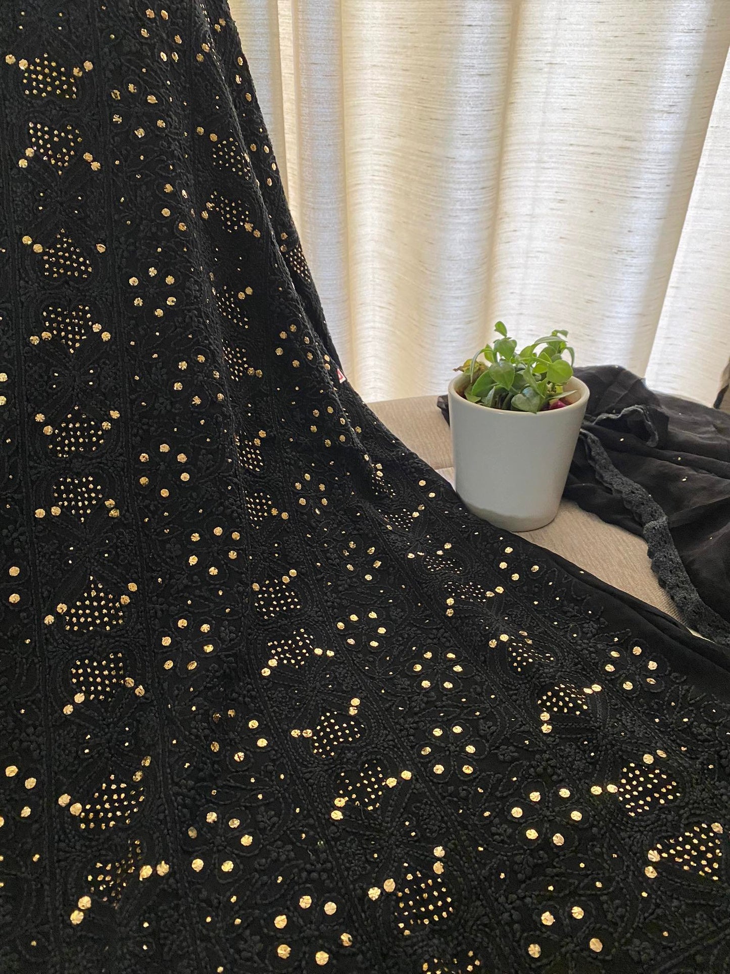 Black Mukaish Chikankari Kurta Dupatta