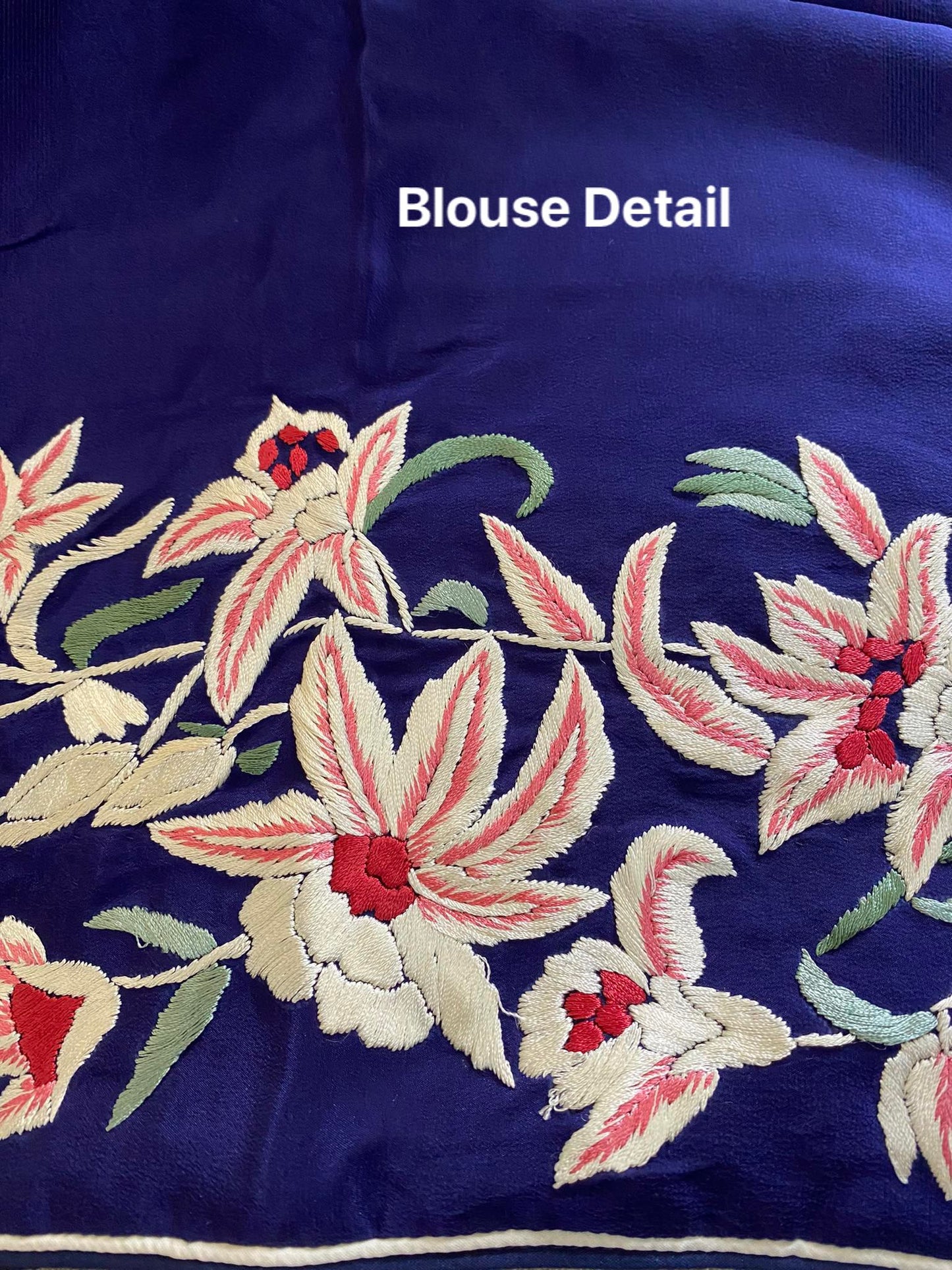 Pre Order Exclusive Navy Parsi Gara Crepe Silk Saree