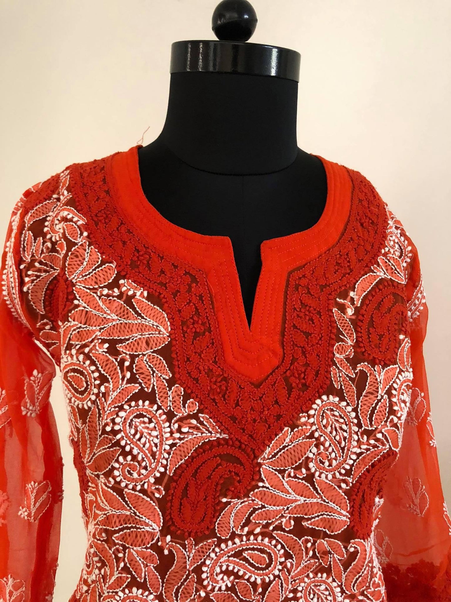 Chikankari Front and Back Embroidery Georgette Top - Dress365days