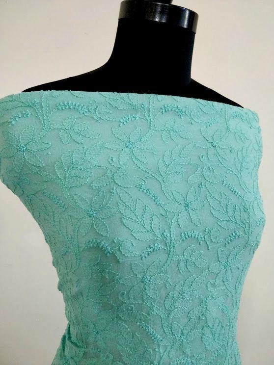 Sea Green Viscose Georgette Kurti Fabric - Dress365days