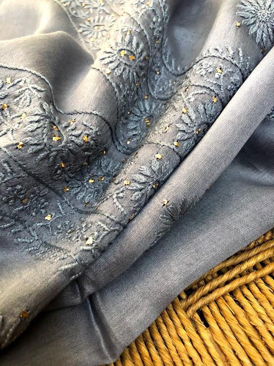 Chanderi Mukaish Chikankari Suit - Dress365days