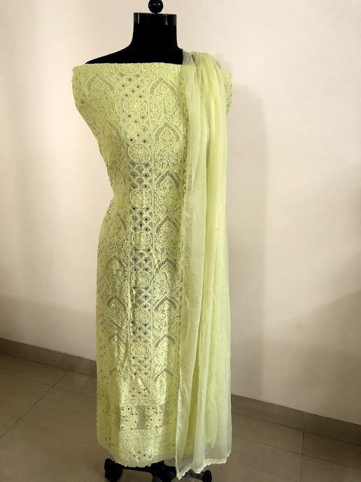 Mukaish Lucknow Chikankari Suit - Dress365days