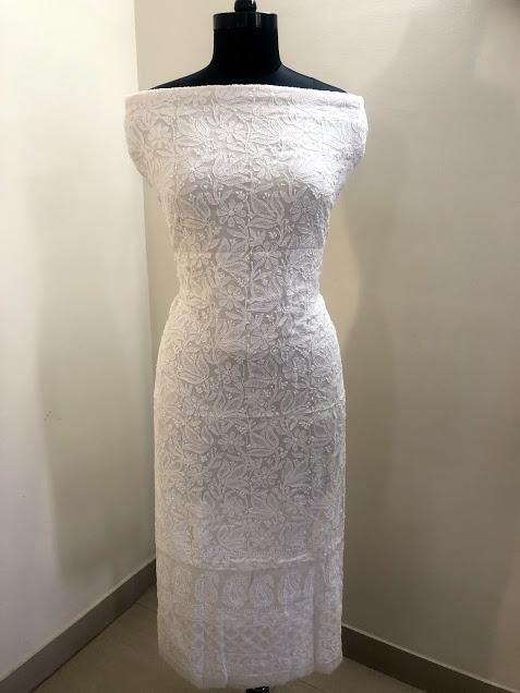 Ivory hand Jaali Chikankari Suit - Dress365days