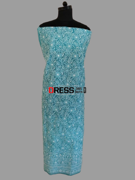 All Over Jaal Work Chanderi Chikankari Kurti Fabric - Dress365days