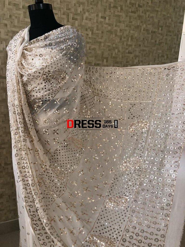All Over Mukaish Saree Chikankari