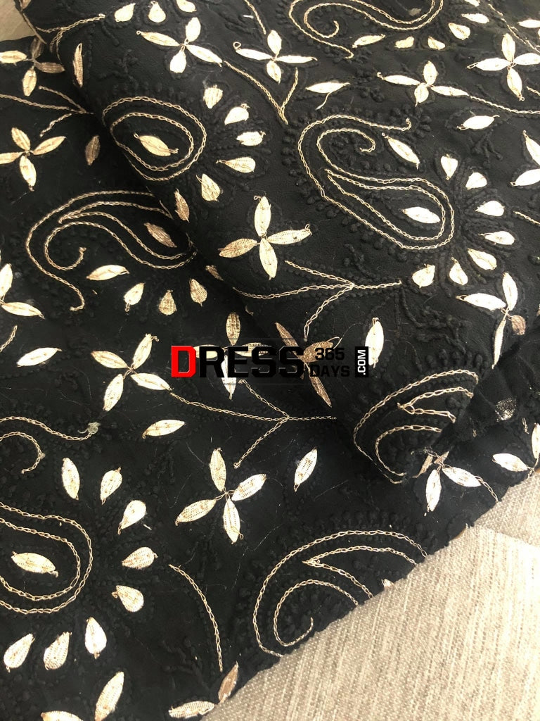 Black Gota Patti Lucknowi Dupatta Chikankari