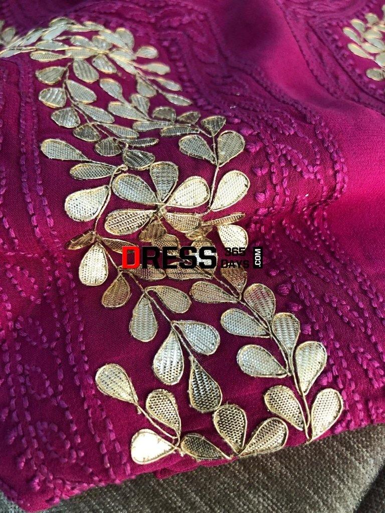 Chikankari Suit With Gota Patti Neckline Suits