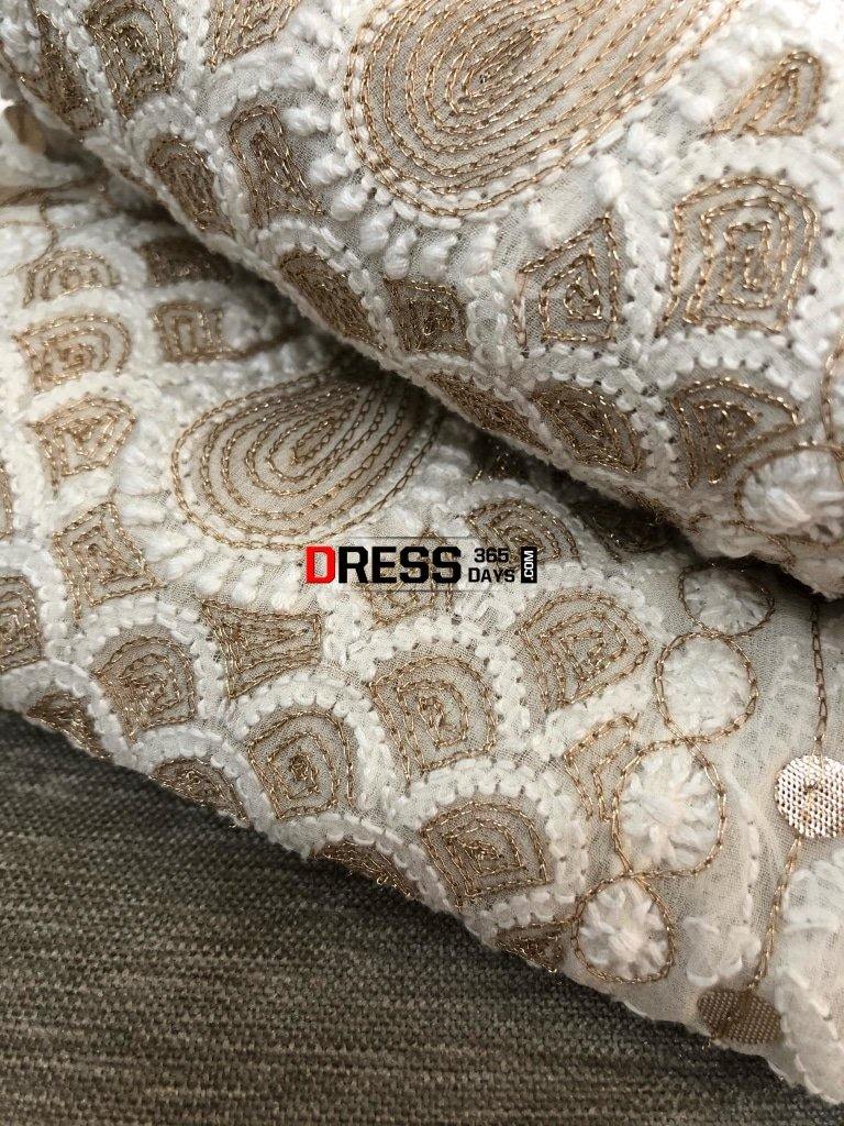 Deep Ivory Chikankari & Gota Patti Embroidered Anarkali Suit