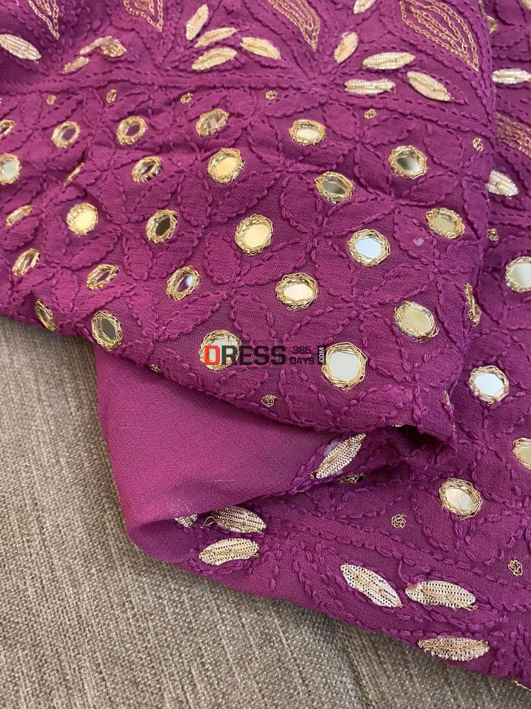 Deep Purple Mirror & Gota Patti Chikankari Suit Suits