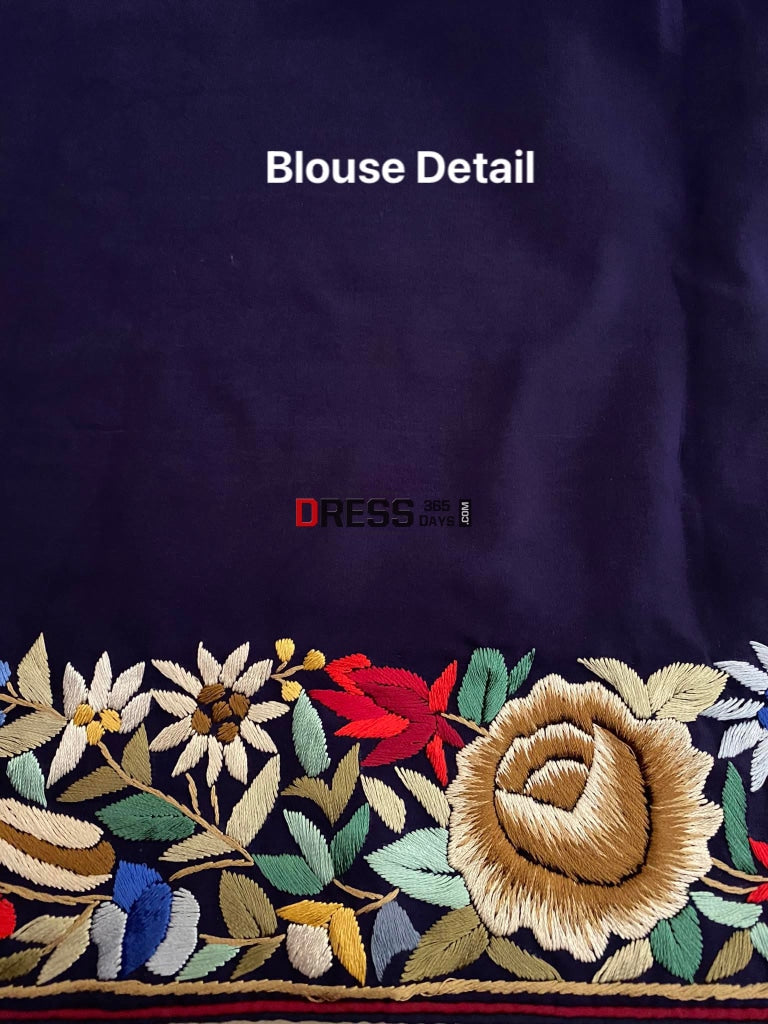 Designer Fine Parsi Gara Crepe Silk Saree