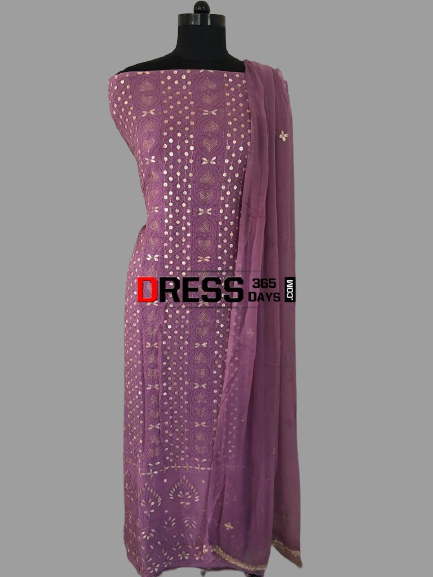 Dusty Mauve Gota Patti Chikankari Suit - Dress365days