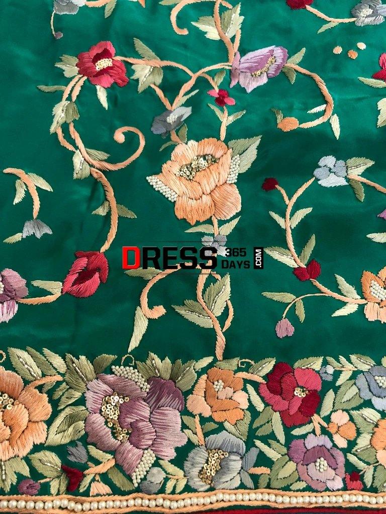 Hand Embroidered Parsi Gara Three Piece Suit