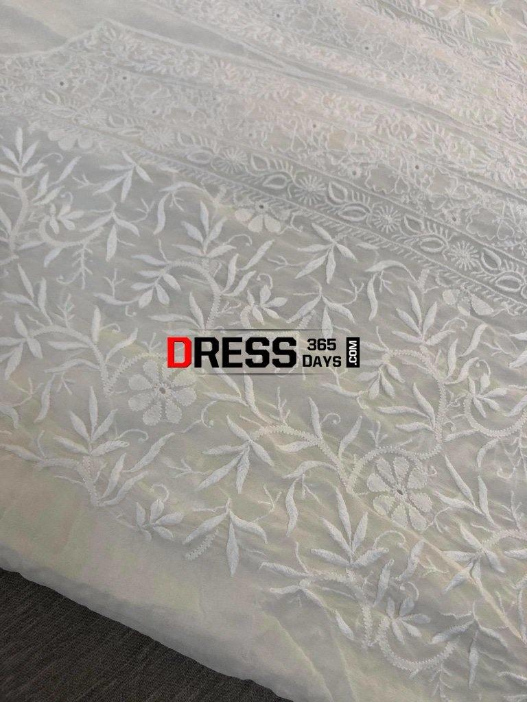 Ivory Fine Chikankari Front Back Embroidered Suit Suits