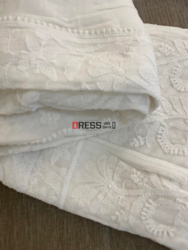 Ivory Hand Embroidered Chikankari Anarkali