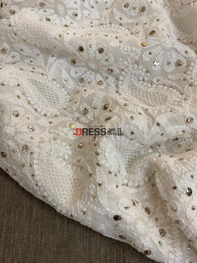 Ivory Hand Jaali Lucknow Chikankari Suit Suits