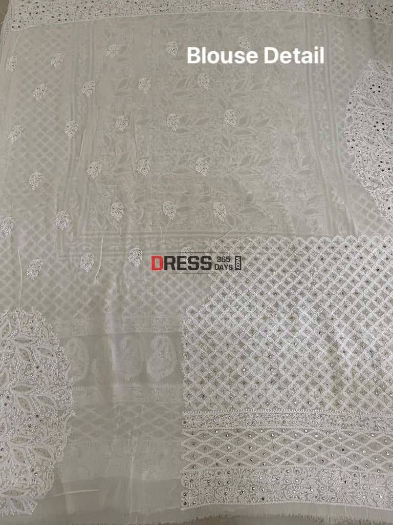 Ivory Lucknowi Kamdani Lehenga Set Chikankari