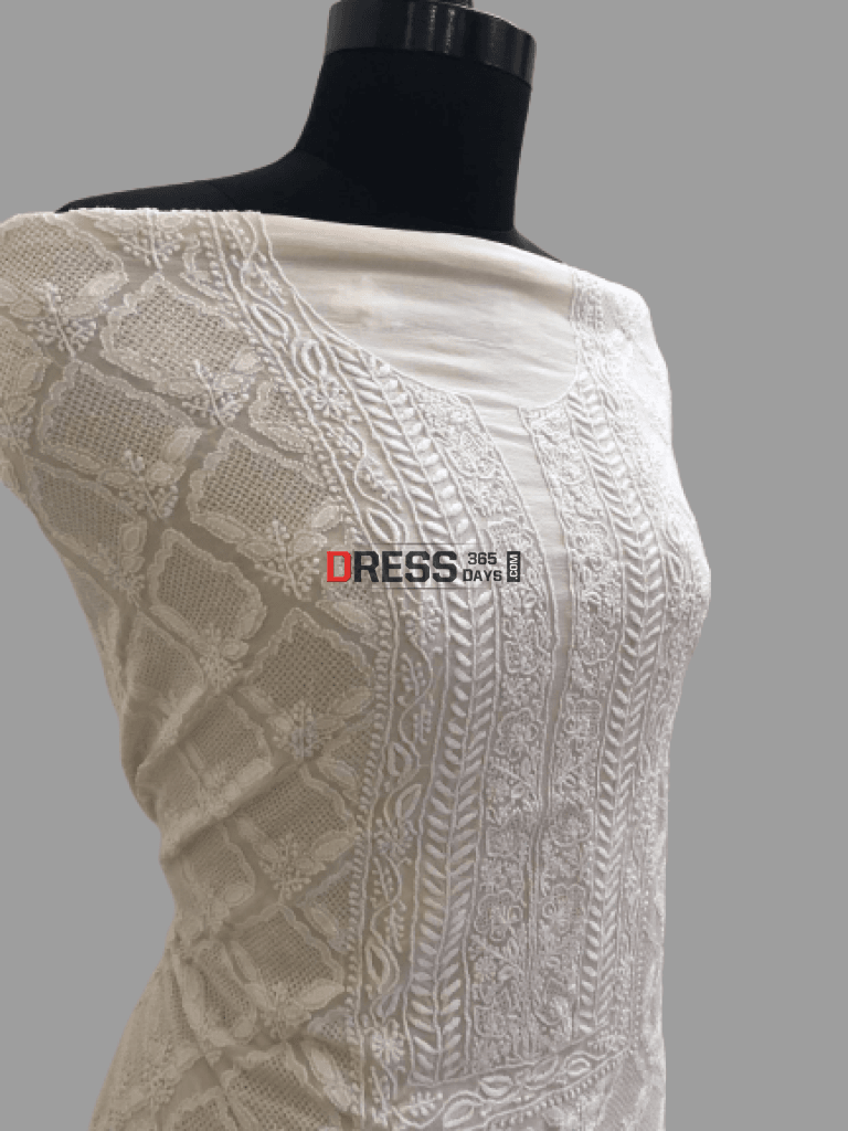 Ivory Pure Georgette Hand Jaali Suit Chikankari Suits