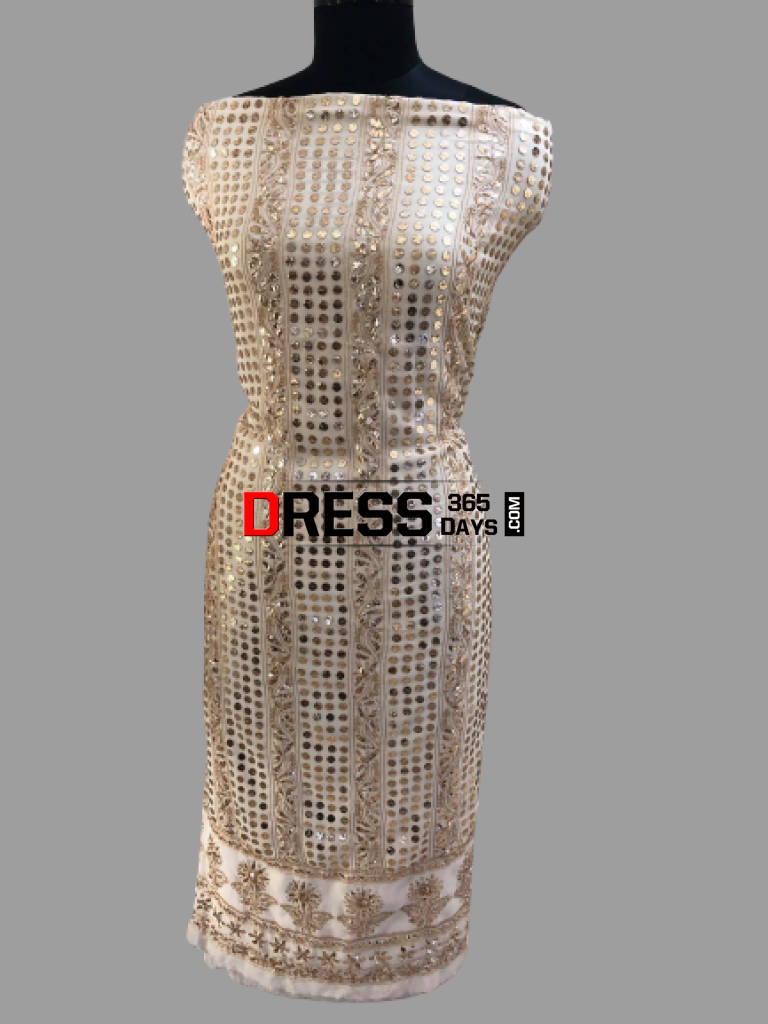Ivory Pure Georgette Kamdani Suit Chikankari Suits