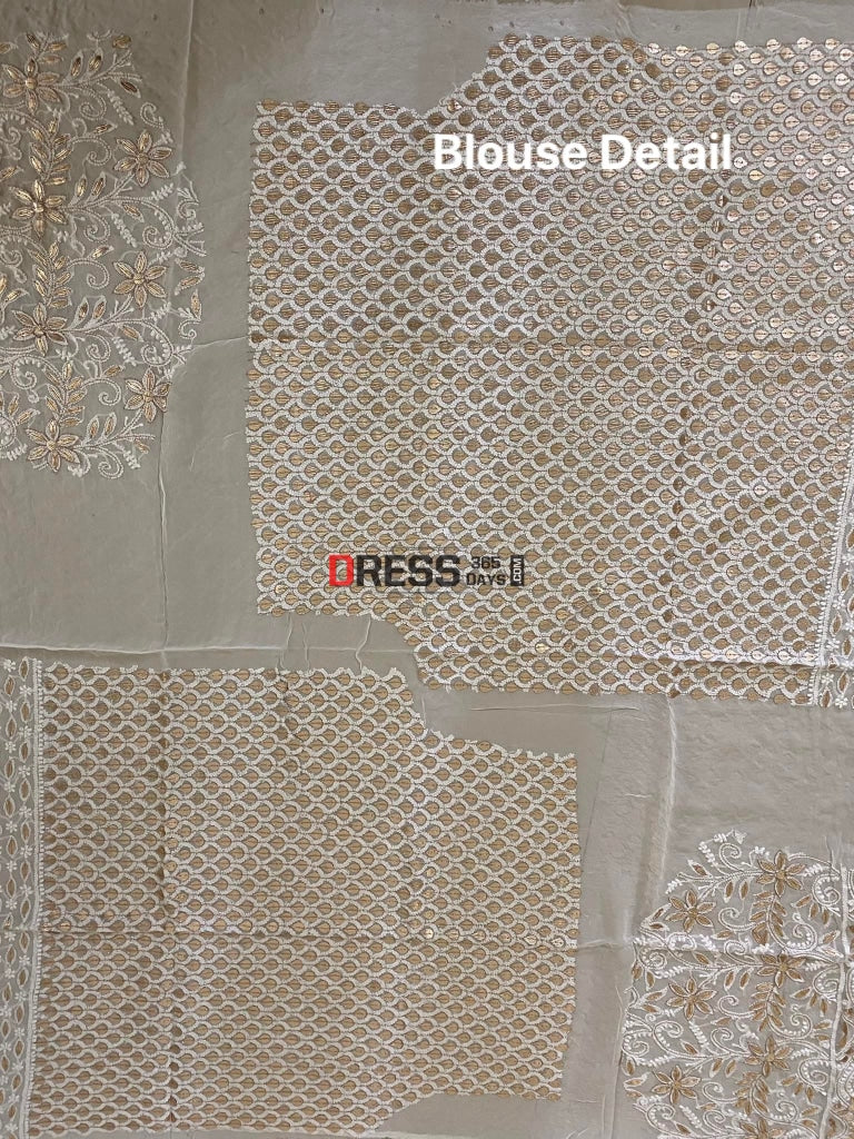 Ivory White Lucknowi Gota Patti Work Lehenga Set Chikankari