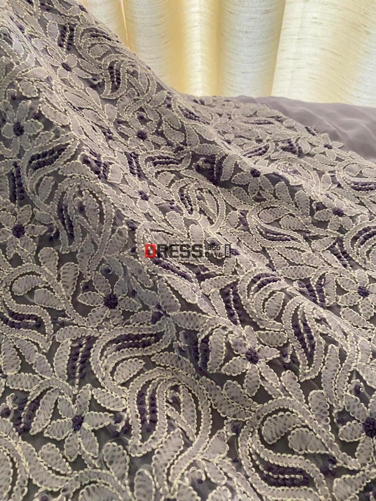 Lavender Georgette Chikankari Kurti Fabric (Only Kurti)