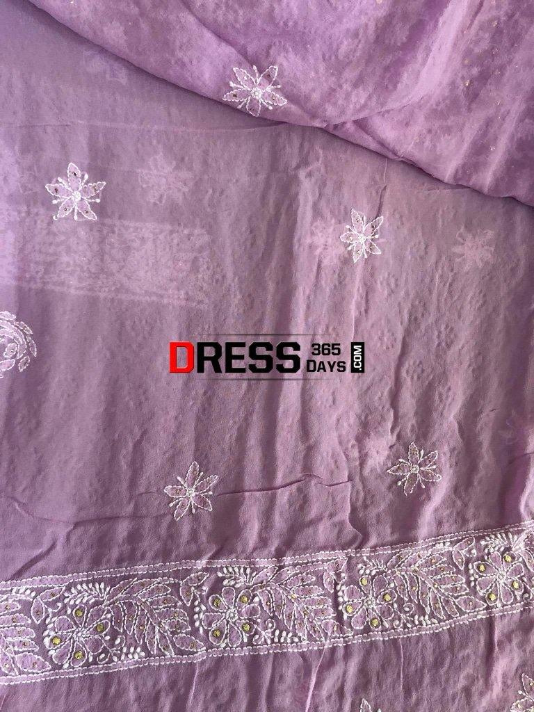 Lilac Hand Embroidered Chikankari Suit Suits