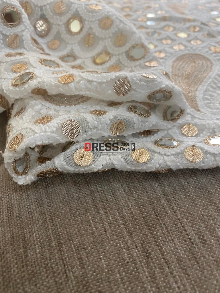 Lucknowi Mirror Gota Patti & Zari Work Dupatta Chikankari