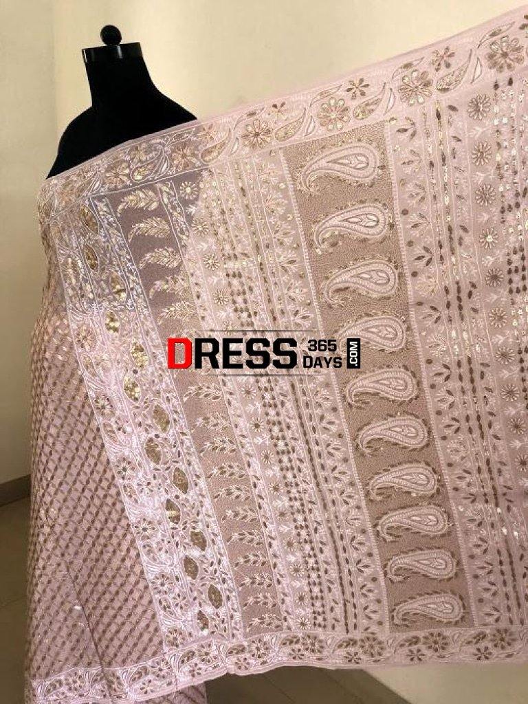 Masterpiece Oyster Pink Gota Patti Chikankari Saree