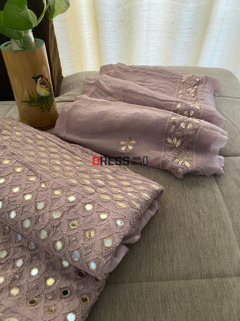 Mirror & Gota Patti Lucknowi Chikankari Suit Suits