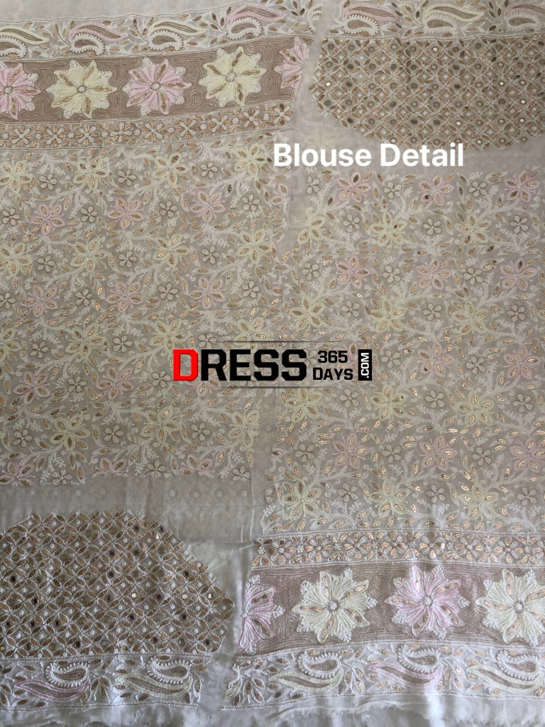 Mirror Pearl & Gota Patti Multicolour Chikankari Lehenga Set