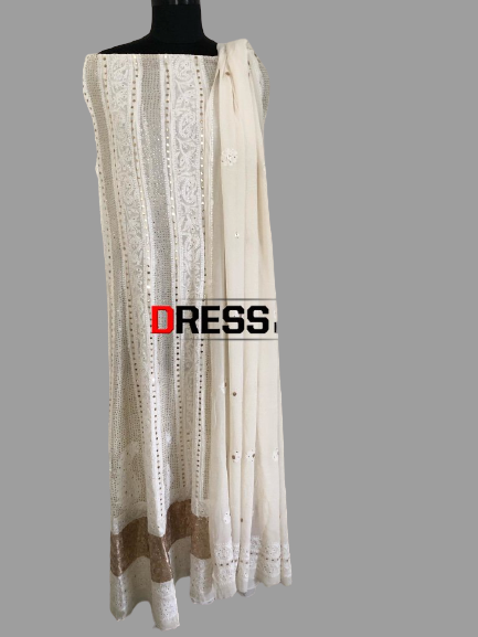 Mukaish and Gota Patti Chikankari Anarkali Suit - Dress365days