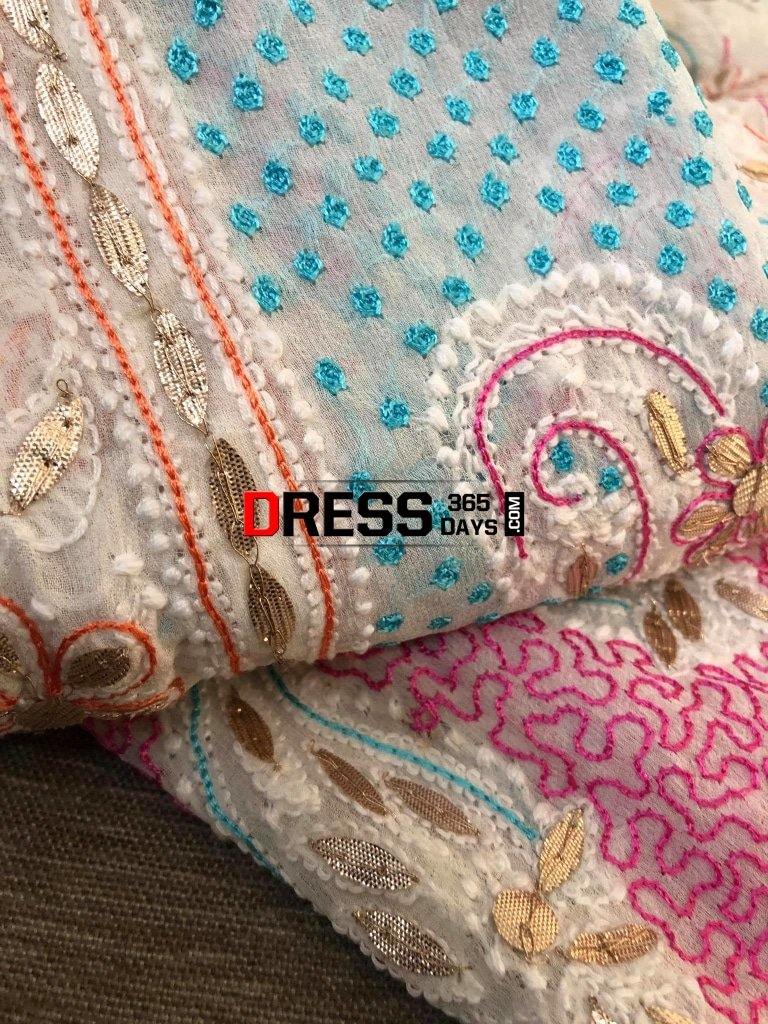 Multicolour Chikankari And Gota Patti Work Anarkali Suit