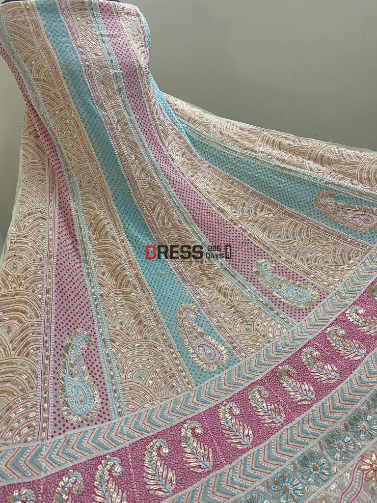 Multicolour Chikankari & Gota Patti Anarkali Suit