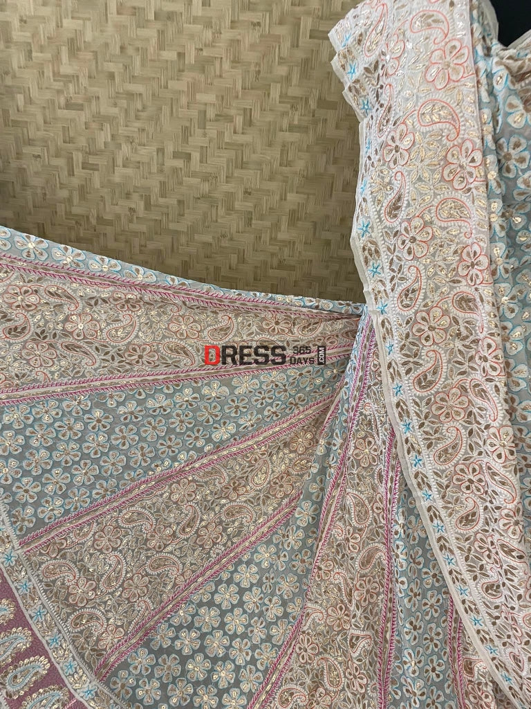 Multicolour Chikankari Gota Patti Lehenga Set