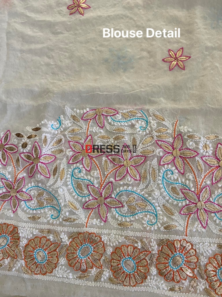 Multicolour Chikankari Gota Patti Saree