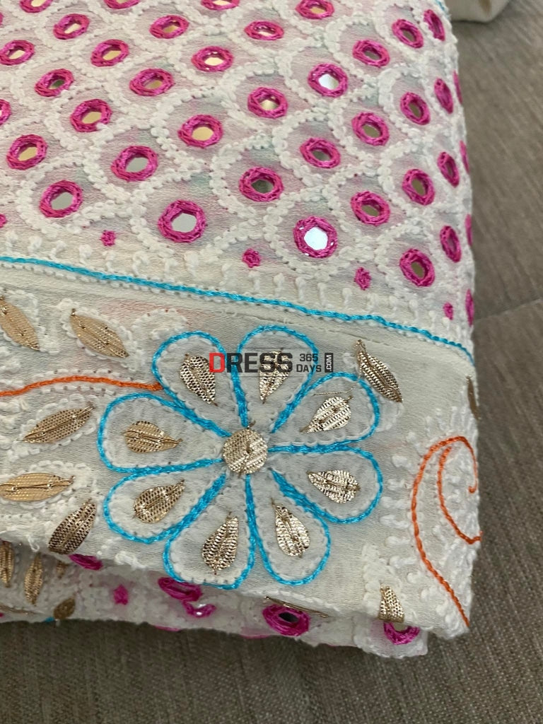 Multicolour Chikankari Mirror & Gota Patti Work Anarkali Suit