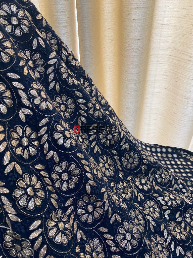 Navy Mirror & Gota Patti Chikankari Dupatta