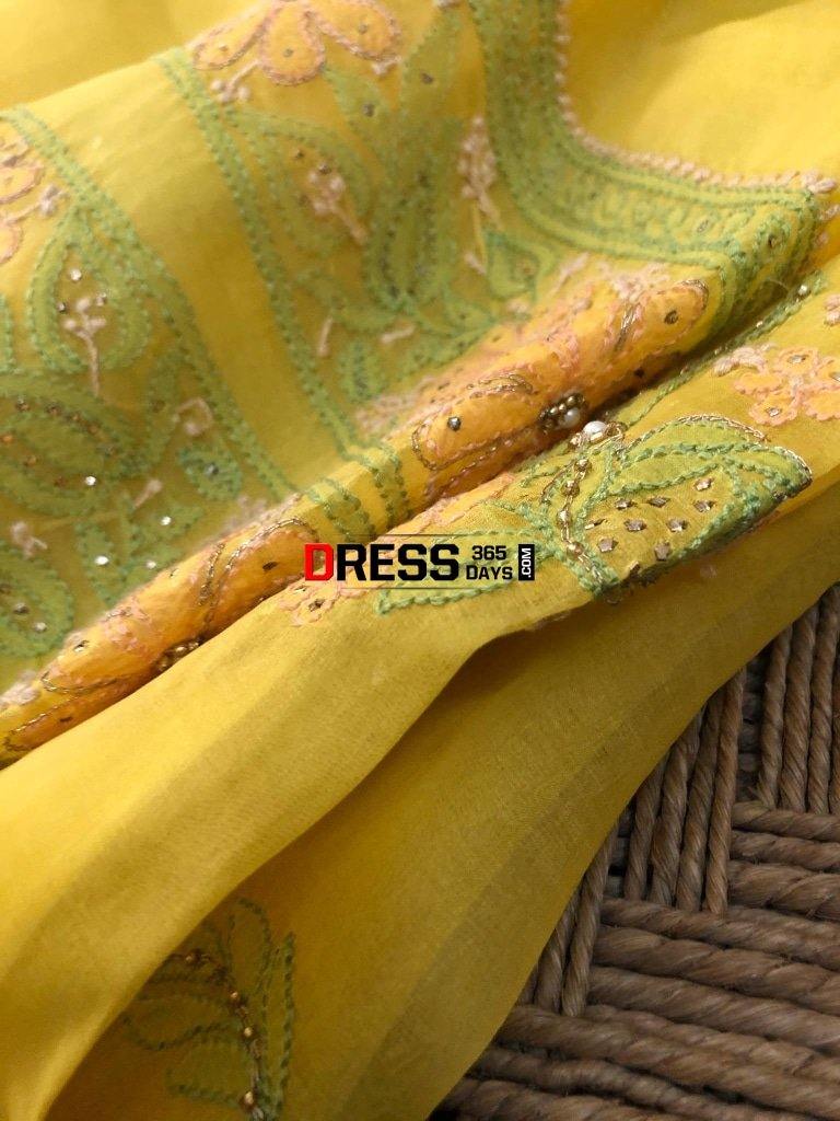 Organza Beads And Mukaish Chikankari Suit Suits