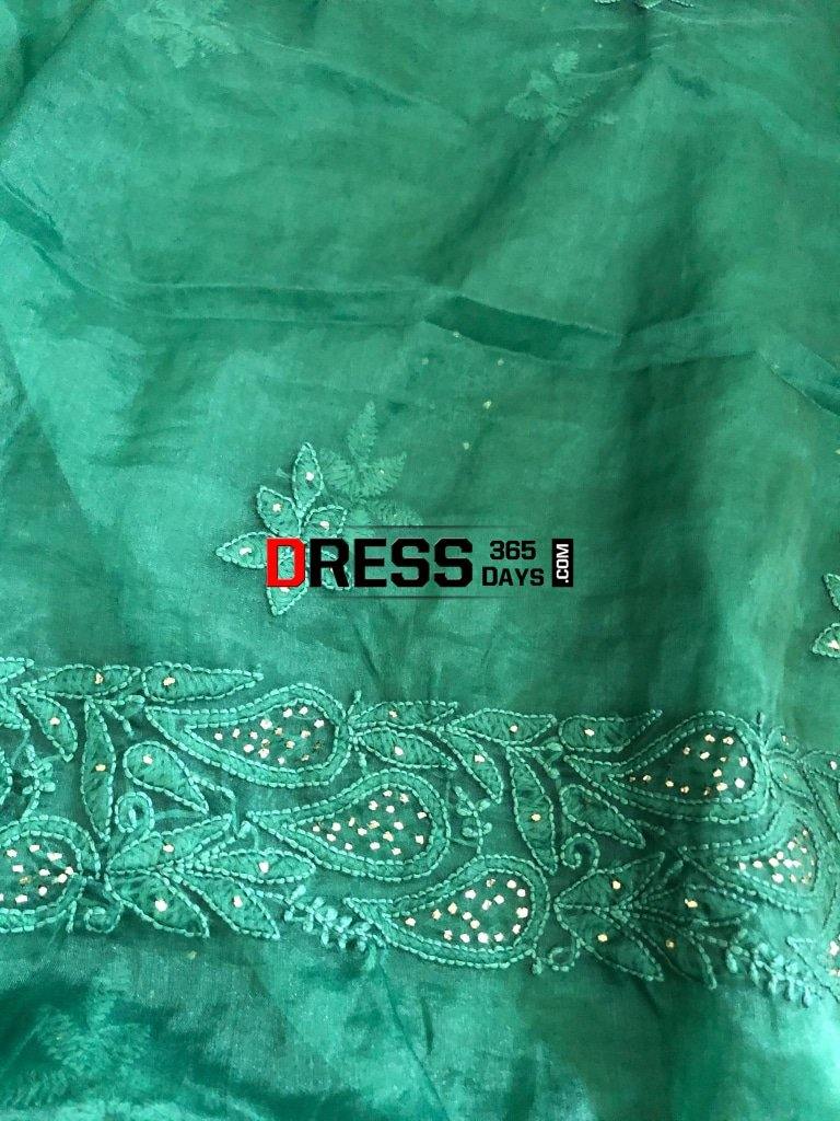 Organza Chikankari Suit With Mukaish Work Suits