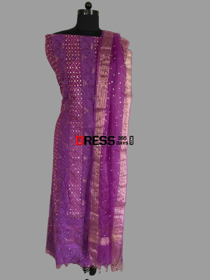 Organza Mukaish Chikankari Suit - Dress365days