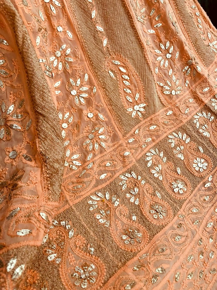 Viscose Georgette Chikankari Anarkali Suit with Gota Patti (Anarkali and Dupatta)