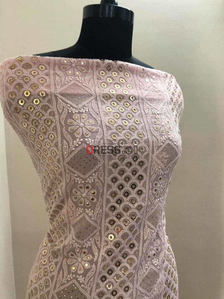 Peach Chikankari Ring Mukaish Suit Suits
