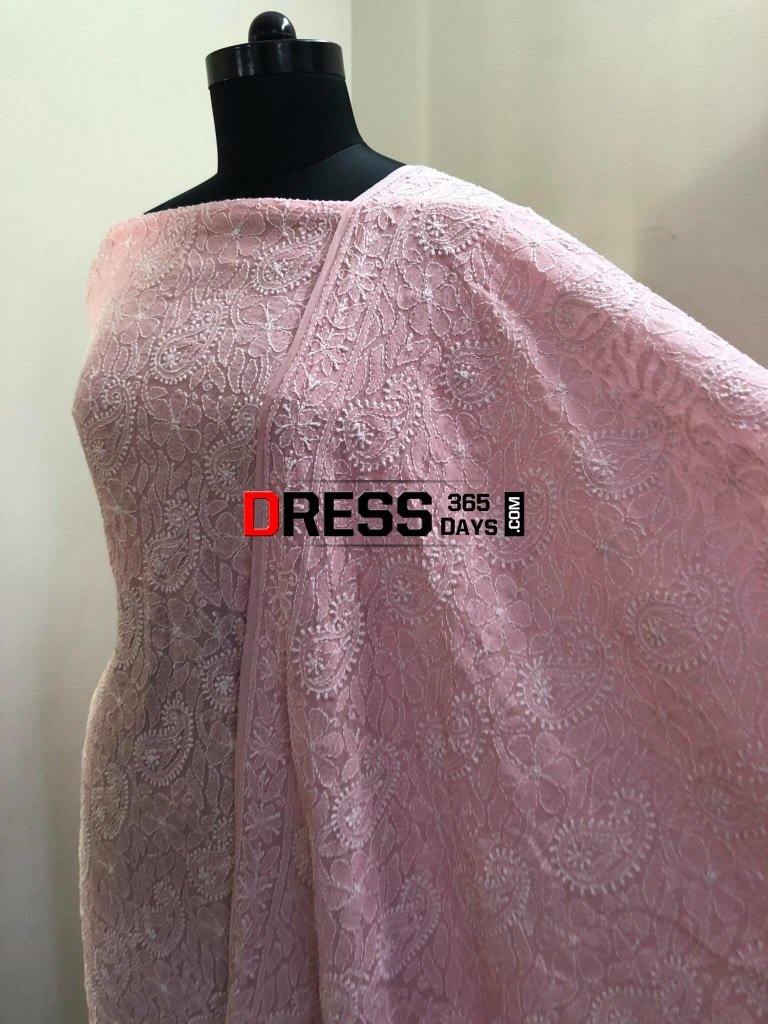 Peachy Pink Chikankari Suit With Embroidered Dupatta Suits