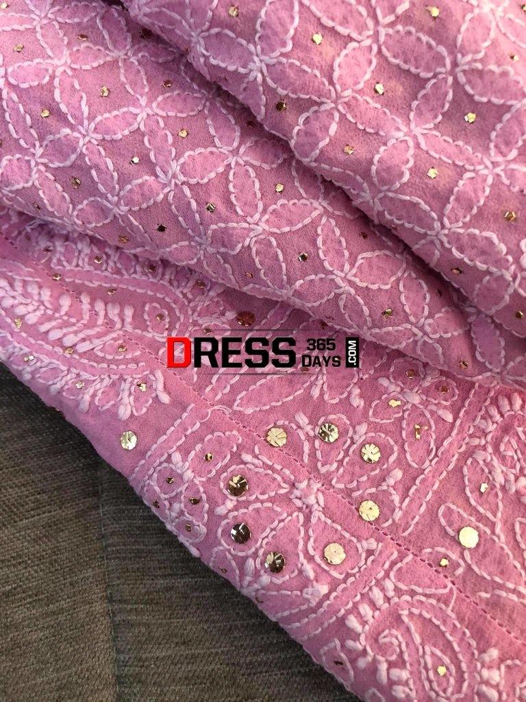 Pink Kamdani Chikankari Lehenga Skirt