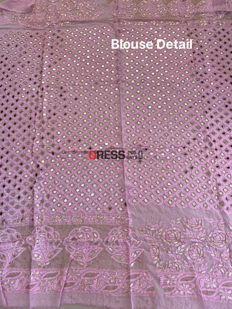 Pink Mirror Gota And Chikankari Lehenga Set Lehenga