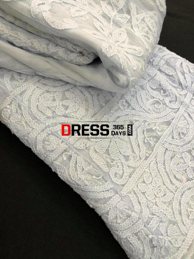 Sky Blue Lucknowi Chikankari Suit Set