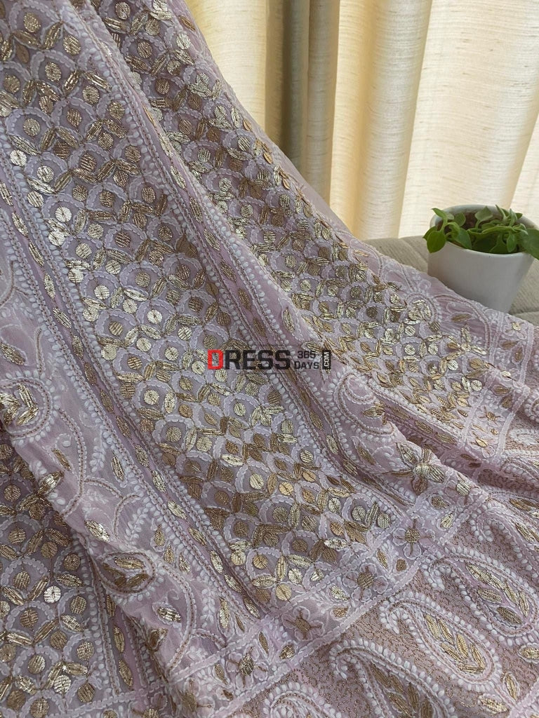 Powder Pink Gota Patti Pure Georgette Anarkali (Only Anarkali) Chikankari